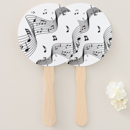 Music Notes on White  Hand Fan