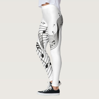 Music Notes on White Leggings
