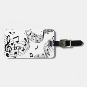 Music Notes on White Luggage Tag