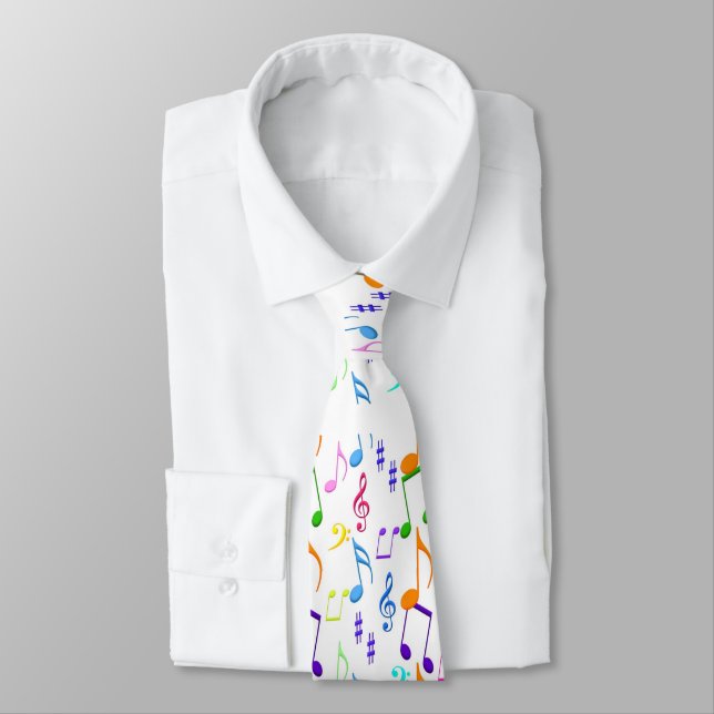 music notes on white neck tie (Tied)