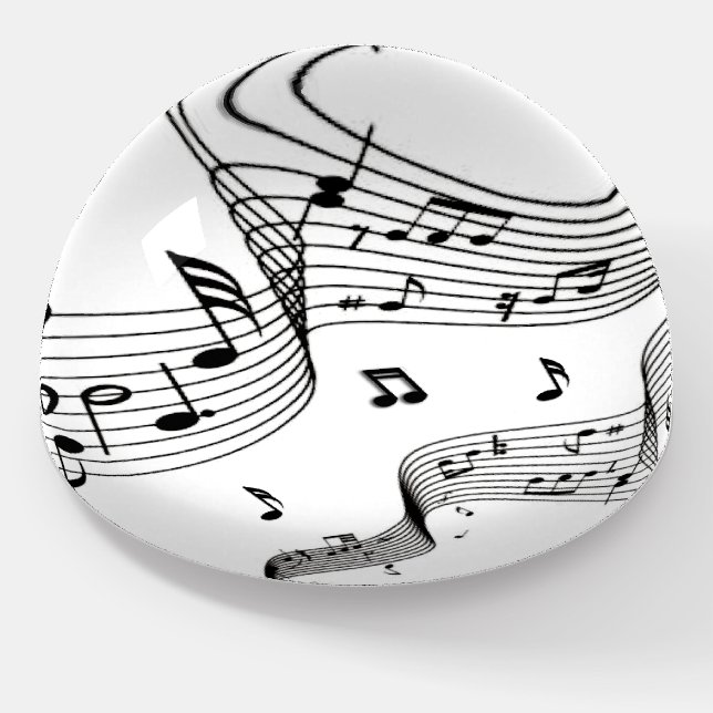 Music Notes on White  Paperweight (Angled)