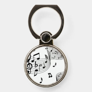 Music Notes on White  Phone Ring Stand