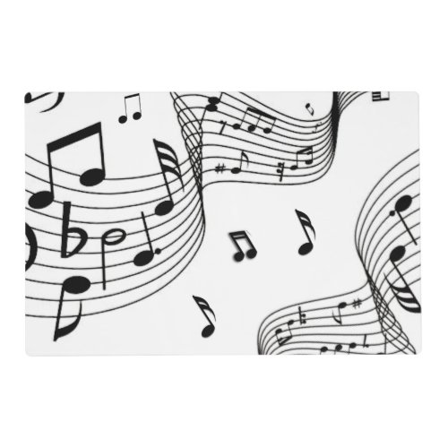 Music Notes on White  Placemat