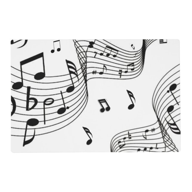 Music Notes on White  Placemat (Front)