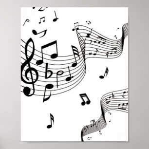 Music Notes on White  Poster