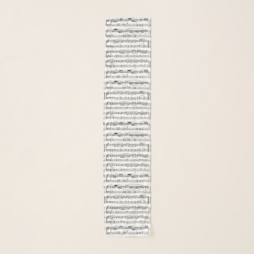 music notes on white scarf