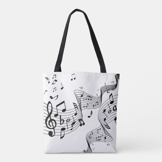 Music Notes on White Tote Bag (Back)