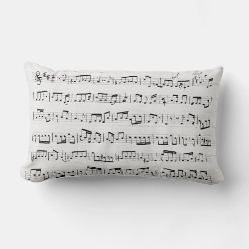 Music Notes on Whitewashed Wood Lumbar Pillow
