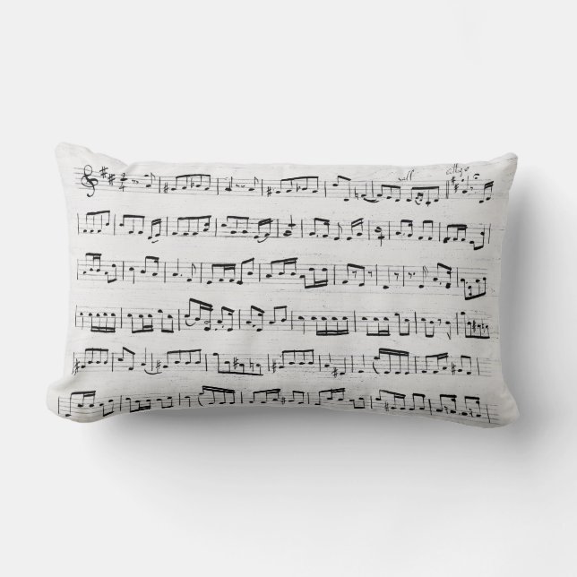 Music Notes on Whitewashed Wood Lumbar Pillow (Front)