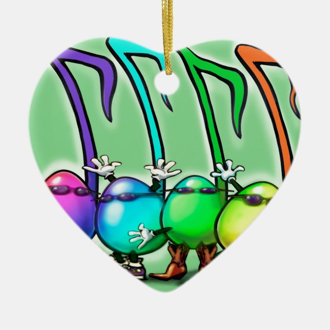 Music Notes Party Ceramic Ornament (Front)