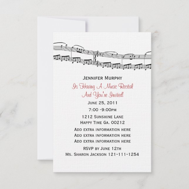 Music Notes Party Invitations (Front)