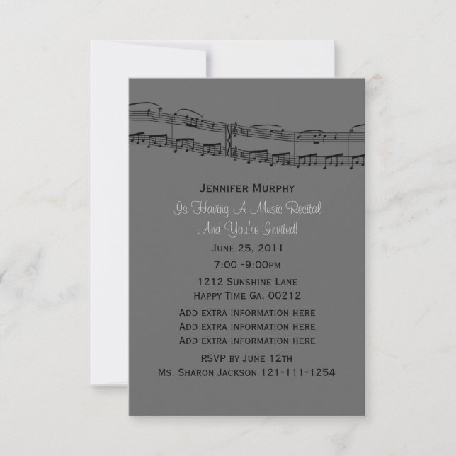 Music Notes Party Invitations (Front)