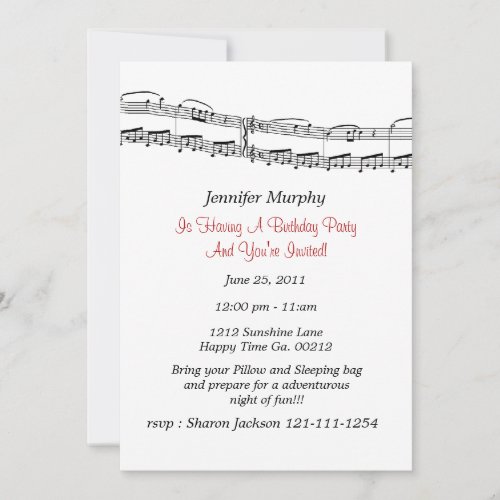 Music Notes Party Invitations