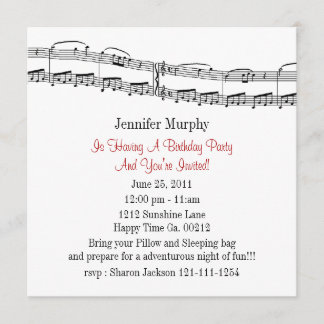 Music Notes Party Invitations