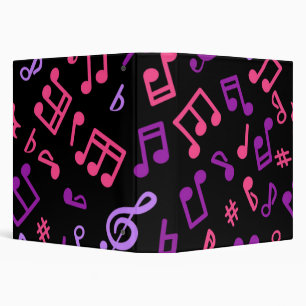 Music notes pattern 3 ring binder