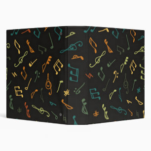Music notes pattern 3 ring binder