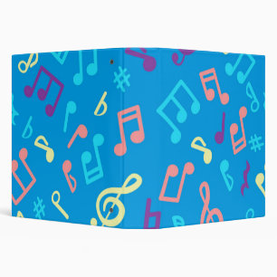 Music notes pattern 3 ring binder