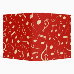 Music notes pattern 3 ring binder