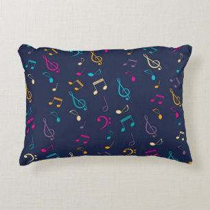Music notes pattern accent pillow