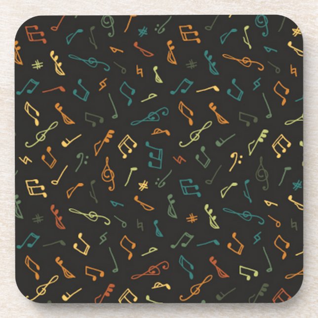 Music notes pattern beverage coaster (Front)