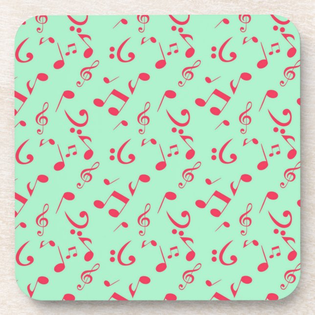 Music notes pattern beverage coaster (Front)