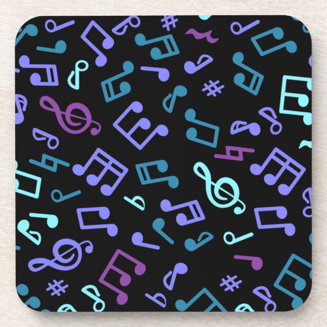 Music notes pattern beverage coaster (Front)