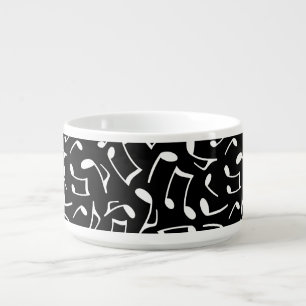Music Notes Pattern Black and White Bowl