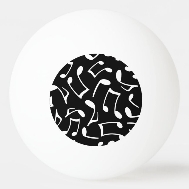 Music Notes Pattern Black and White Ping-Pong Ball (Front)