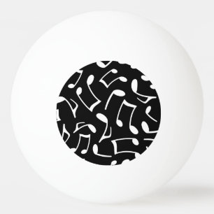 Music Notes Pattern Black and White Ping-Pong Ball