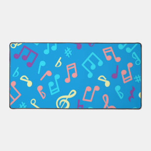 Music notes pattern desk mat