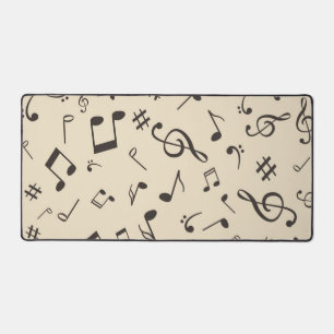 Music notes pattern desk mat