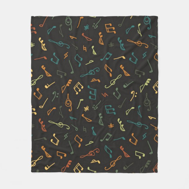 Music notes pattern fleece blanket (Front)
