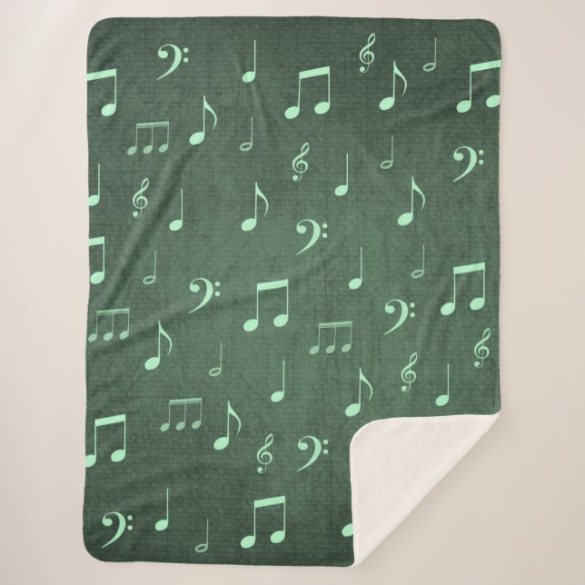music,notes,pattern, gold, abstract, golden, sherpa blanket (Front)