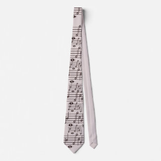 Music Notes Pattern In Beige Neck Tie