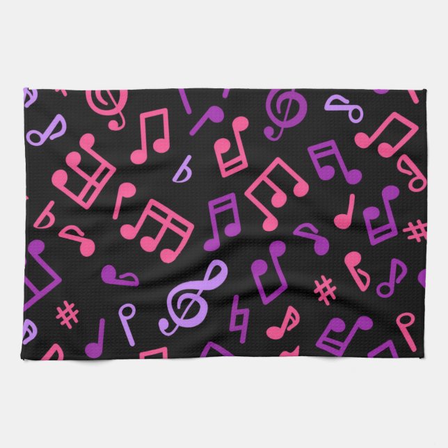 Music notes pattern kitchen towel (Horizontal)