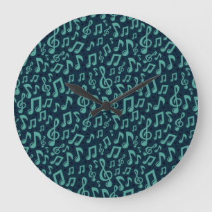 Music notes pattern large clock