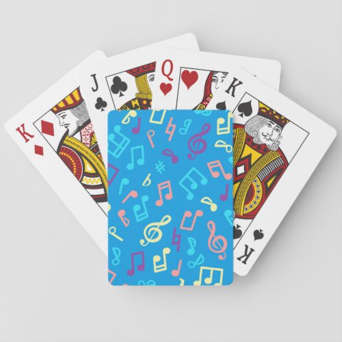 Music notes pattern poker cards