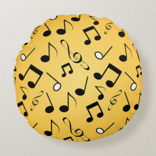 Music notes pattern round pillow