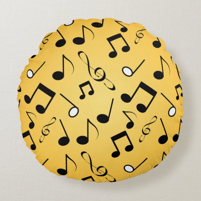 Music notes pattern round pillow (Front)