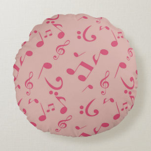 Music notes pattern round pillow