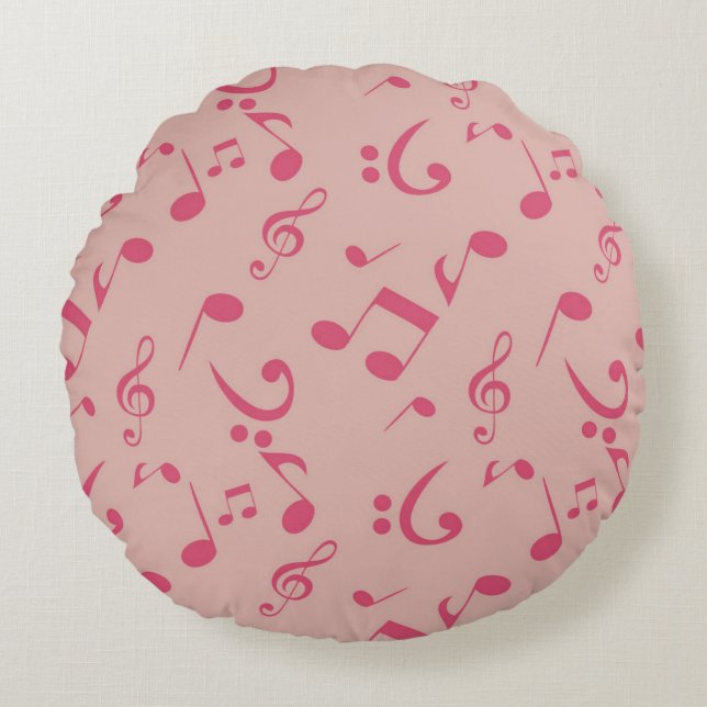 Music notes pattern round pillow (Front)