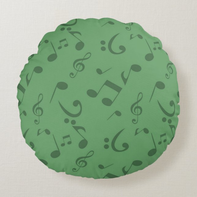 Music notes pattern round pillow (Front)
