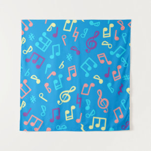 Music notes pattern tapestry
