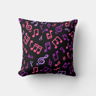 Music notes pattern throw pillow
