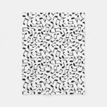 Music Notes Pattern White and Black Fleece Blanket