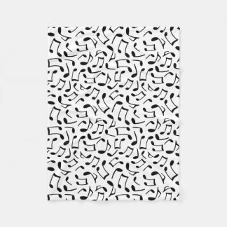 Music Notes Pattern White and Black Fleece Blanket