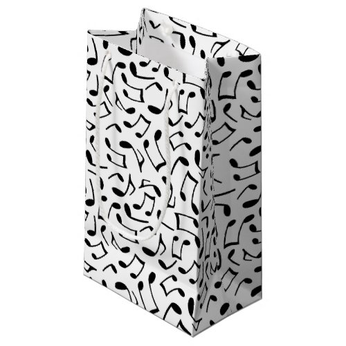 Music Notes Pattern White and Black Small Gift Bag