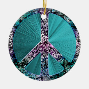 Music Notes Peace Sign Holiday Ornament