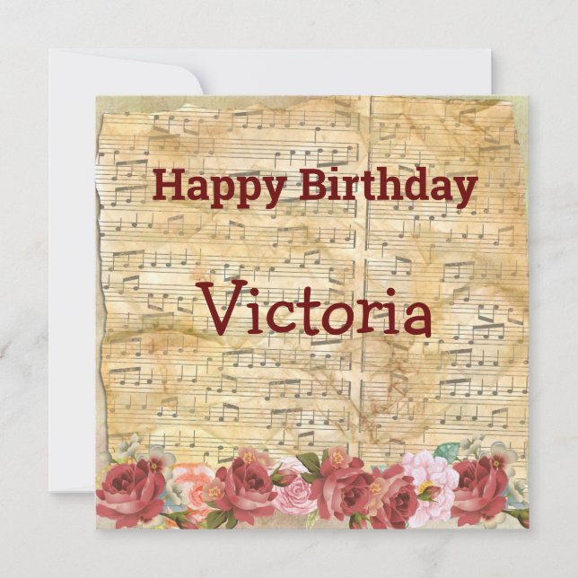 Music Notes  Personalized Birthday Card (Front)