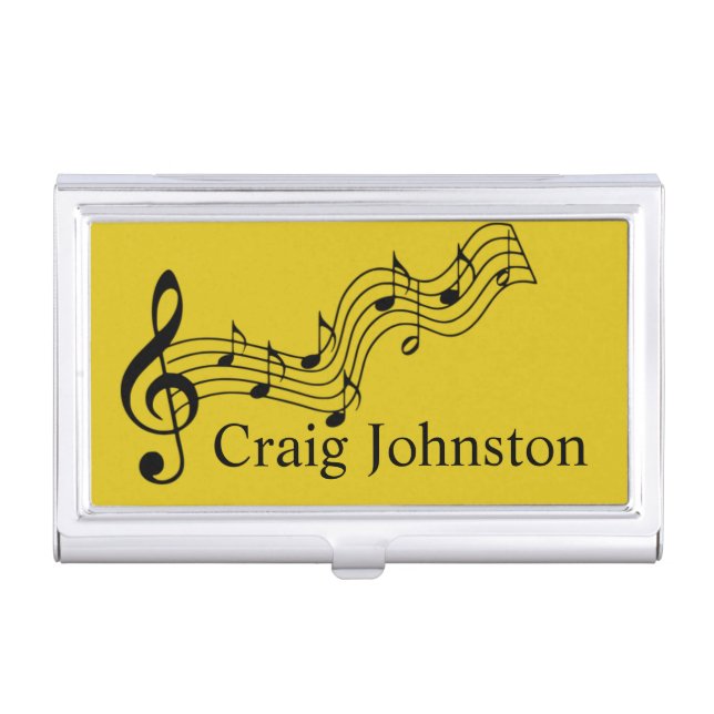 Music Notes Personalized Business Card Case (Front)